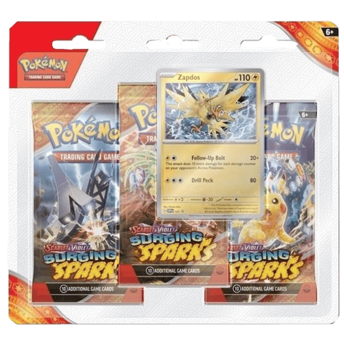 pokemon surging sparks 3 pack blister zapdos